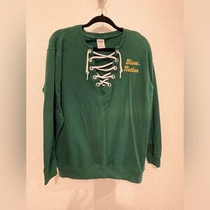 PINK Victoria Secret NDSU Bison Sweater Women Small Petite Green Sweatshirt